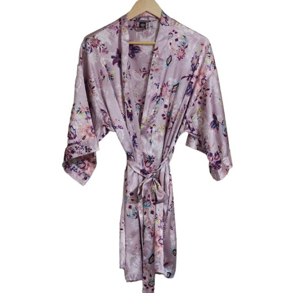 Victoria's Secret Other - Victoria's Secret Kimono Satin Robe Lilac Floral size M/L
